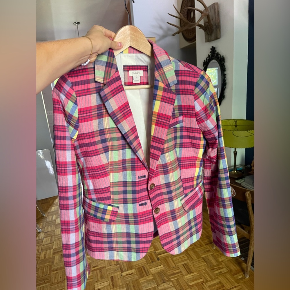 J Crew colorful plaid blazer
